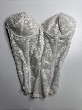 Strapless Lace Bustier Corset Bra - White